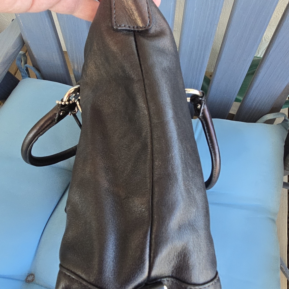 Coach Ashley Black Leather Satchel Shoulder Bag Great Condition Purple Lining - Picture 5 of 15